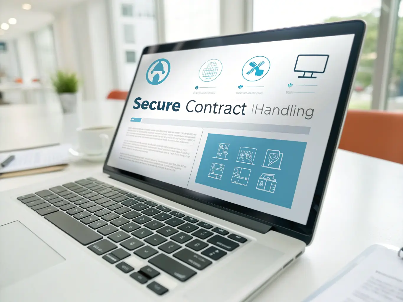 A secure digital platform displaying a sale deposit agreement with highlighted sections indicating important clauses and conditions.